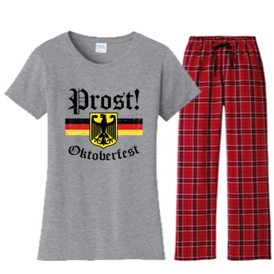 Prost Oktoberfest German Flag Crest Eagle Bavarian Women's Flannel Pajama Set