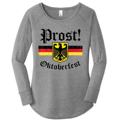 Prost Oktoberfest German Flag Crest Eagle Bavarian Women's Perfect Tri Tunic Long Sleeve Shirt