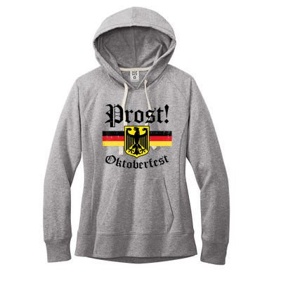 Prost Oktoberfest German Flag Crest Eagle Bavarian Women's Fleece Hoodie