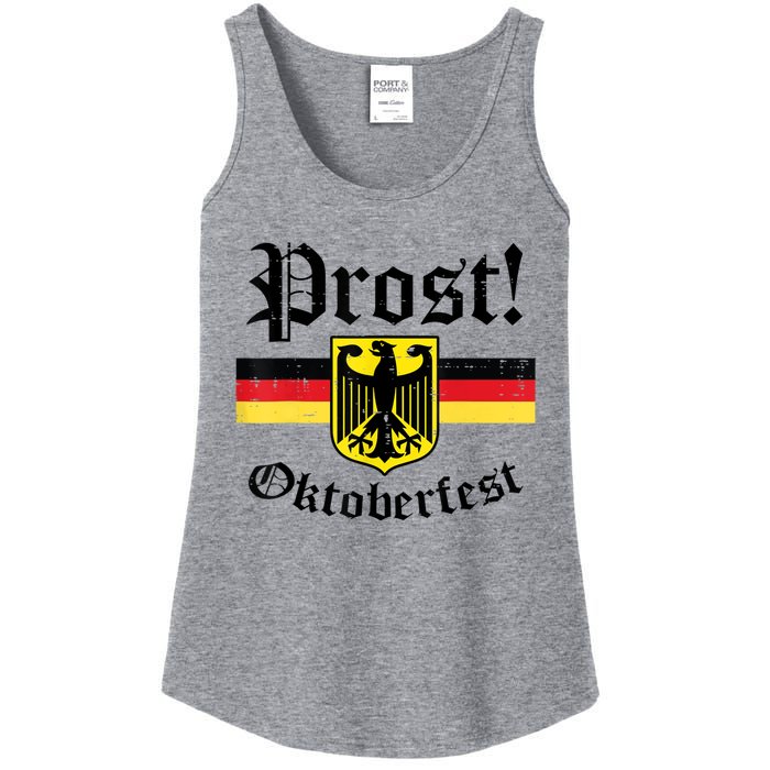 Prost Oktoberfest German Flag Crest Eagle Bavarian Ladies Essential Tank