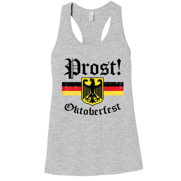 Prost Oktoberfest German Flag Crest Eagle Bavarian Women's Racerback Tank