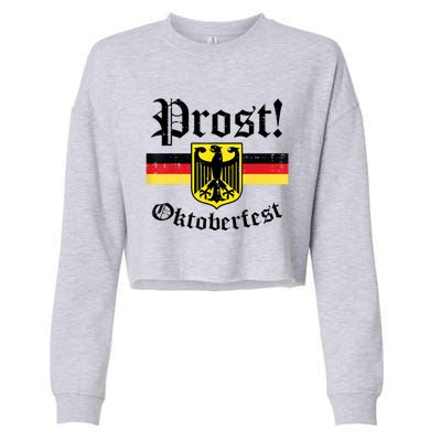 Prost Oktoberfest German Flag Crest Eagle Bavarian Cropped Pullover Crew