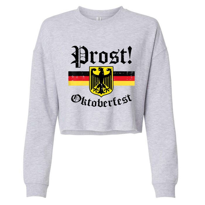 Prost Oktoberfest German Flag Crest Eagle Bavarian Cropped Pullover Crew