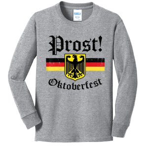 Prost Oktoberfest German Flag Crest Eagle Bavarian Kids Long Sleeve Shirt