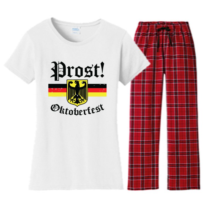 Prost Oktoberfest German Flag Crest Eagle Bavarian Women's Flannel Pajama Set