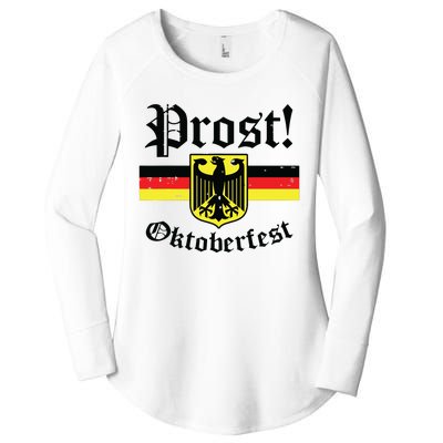 Prost Oktoberfest German Flag Crest Eagle Bavarian Women's Perfect Tri Tunic Long Sleeve Shirt