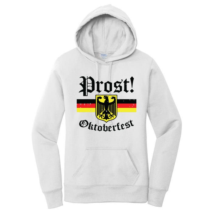 Prost Oktoberfest German Flag Crest Eagle Bavarian Women's Pullover Hoodie