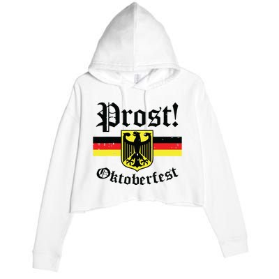 Prost Oktoberfest German Flag Crest Eagle Bavarian Crop Fleece Hoodie