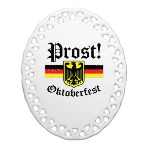 Prost Oktoberfest German Flag Crest Eagle Bavarian Ceramic Oval Ornament