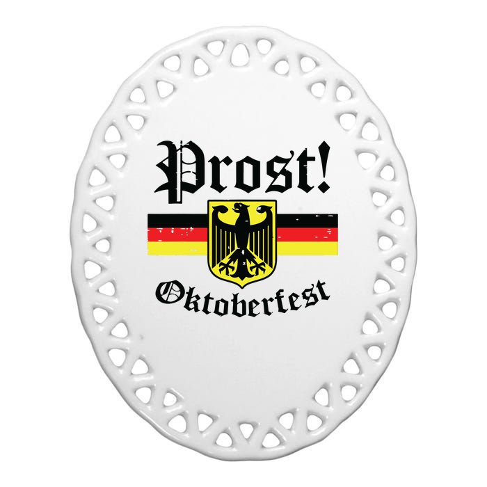 Prost Oktoberfest German Flag Crest Eagle Bavarian Ceramic Oval Ornament