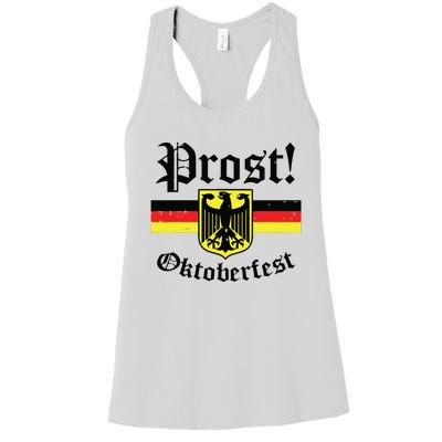 Prost Oktoberfest German Flag Crest Eagle Bavarian Women's Racerback Tank