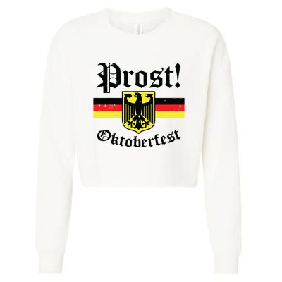 Prost Oktoberfest German Flag Crest Eagle Bavarian Cropped Pullover Crew