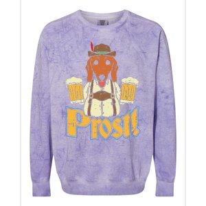 Prost Oktoberfest German Dachshund Dog Drinking Beer Colorblast Crewneck Sweatshirt