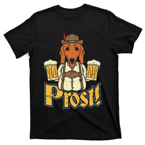 Prost Oktoberfest German Dachshund Dog Drinking Beer T-Shirt