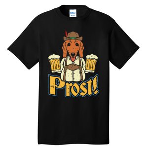 Prost Oktoberfest German Dachshund Dog Drinking Beer Tall T-Shirt