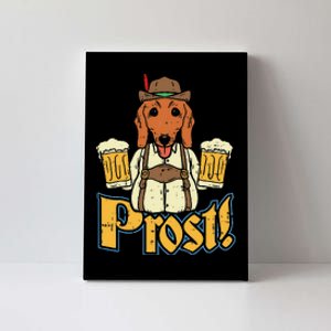 Prost Oktoberfest German Dachshund Dog Drinking Beer Canvas