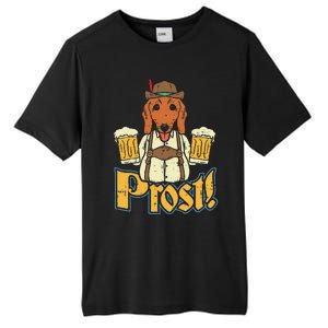 Prost Oktoberfest German Dachshund Dog Drinking Beer Tall Fusion ChromaSoft Performance T-Shirt