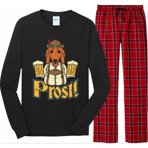 Prost Oktoberfest German Dachshund Dog Drinking Beer Long Sleeve Pajama Set