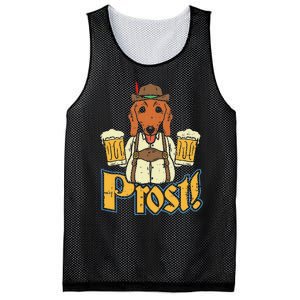 Prost Oktoberfest German Dachshund Dog Drinking Beer Mesh Reversible Basketball Jersey Tank