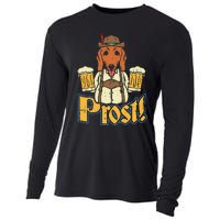 Prost Oktoberfest German Dachshund Dog Drinking Beer Cooling Performance Long Sleeve Crew