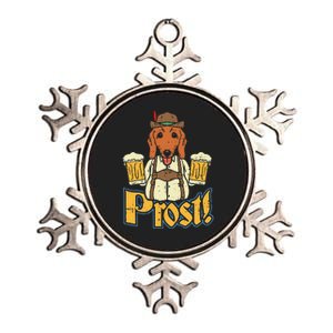 Prost Oktoberfest German Dachshund Dog Drinking Beer Metallic Star Ornament