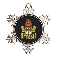 Prost Oktoberfest German Dachshund Dog Drinking Beer Metallic Star Ornament