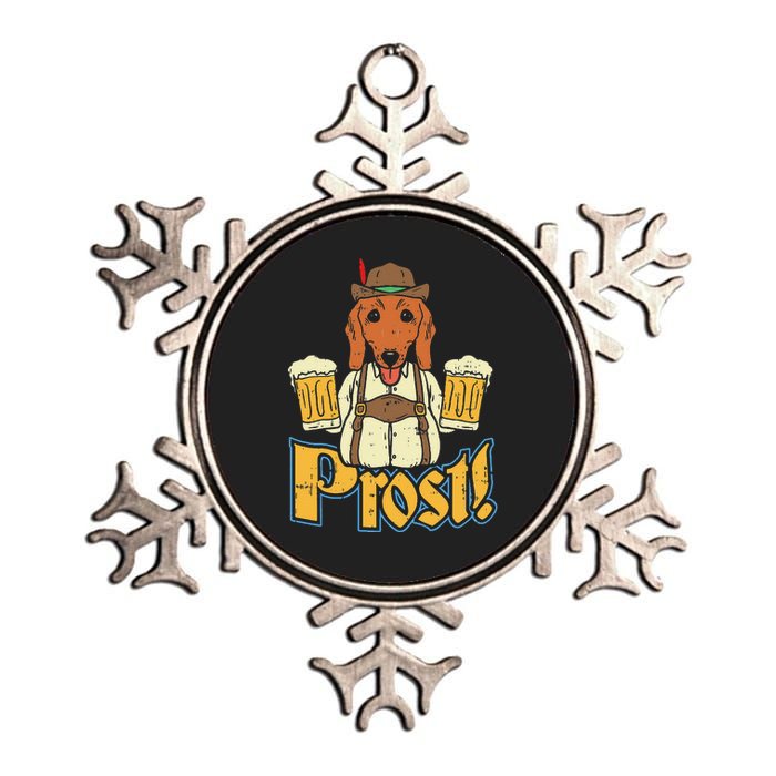 Prost Oktoberfest German Dachshund Dog Drinking Beer Metallic Star Ornament