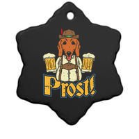 Prost Oktoberfest German Dachshund Dog Drinking Beer Ceramic Star Ornament