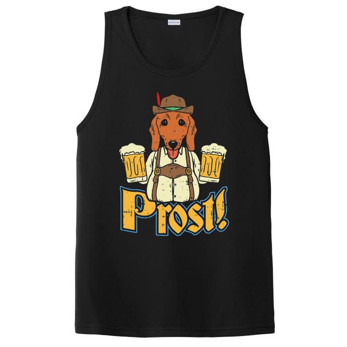 Prost Oktoberfest German Dachshund Dog Drinking Beer PosiCharge Competitor Tank