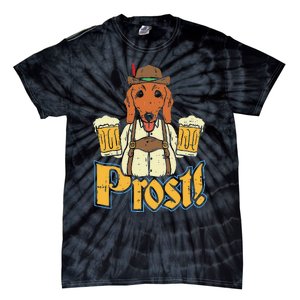 Prost Oktoberfest German Dachshund Dog Drinking Beer Tie-Dye T-Shirt