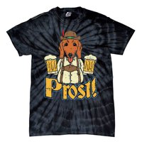 Prost Oktoberfest German Dachshund Dog Drinking Beer Tie-Dye T-Shirt