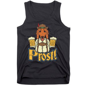 Prost Oktoberfest German Dachshund Dog Drinking Beer Tank Top