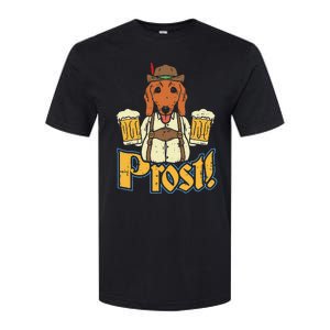 Prost Oktoberfest German Dachshund Dog Drinking Beer Softstyle CVC T-Shirt