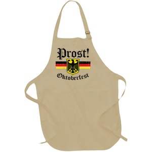 Prost Oktoberfest German Flag Crest Eagle Bavarian Full-Length Apron With Pockets