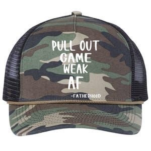 Pull Out Game Is Weak Af Fatherhood Funny Retro Rope Trucker Hat Cap