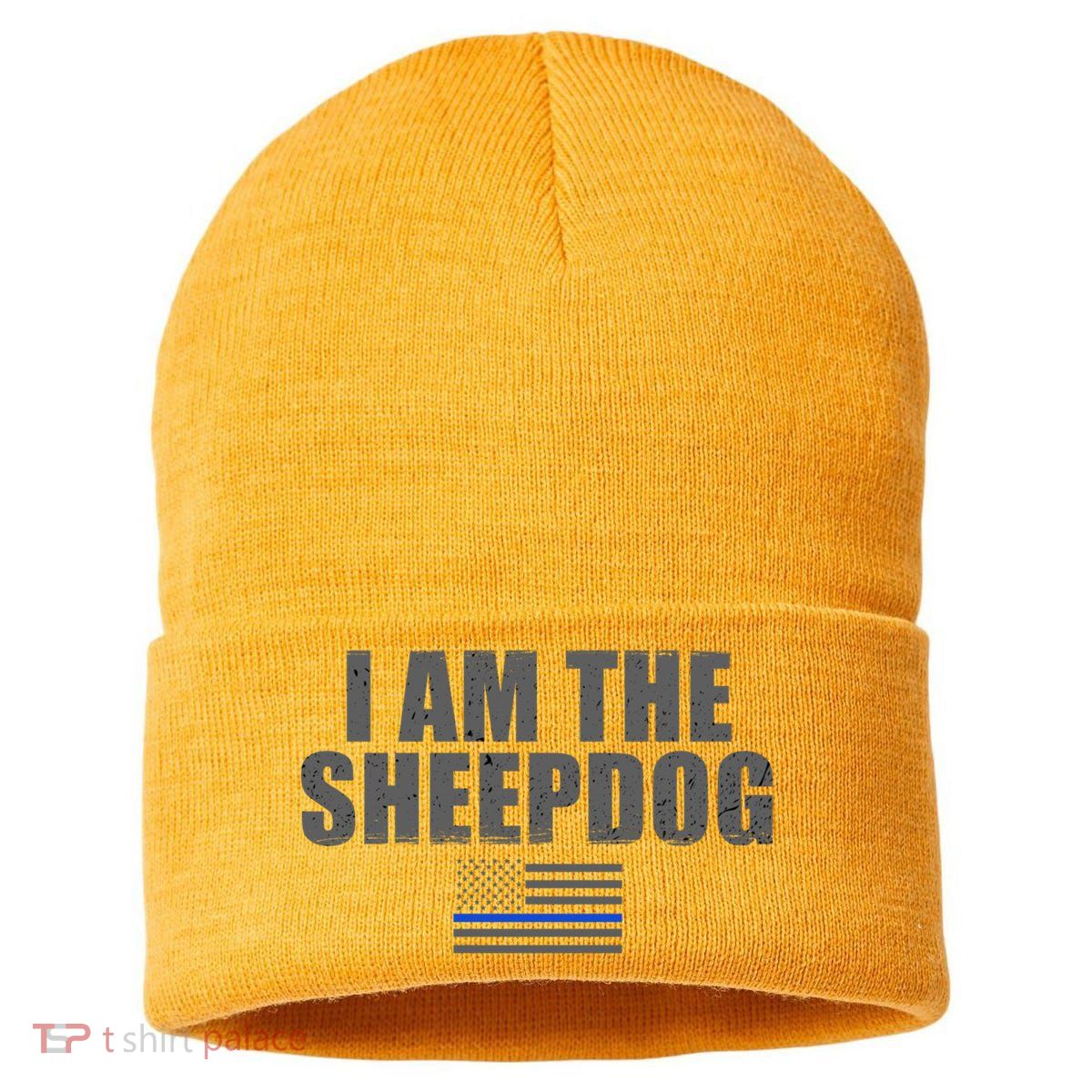 Police Officer Gift Thin Blue Line Gift I Am The Sheepdog Funny Gift Sustainable Knit Beanie