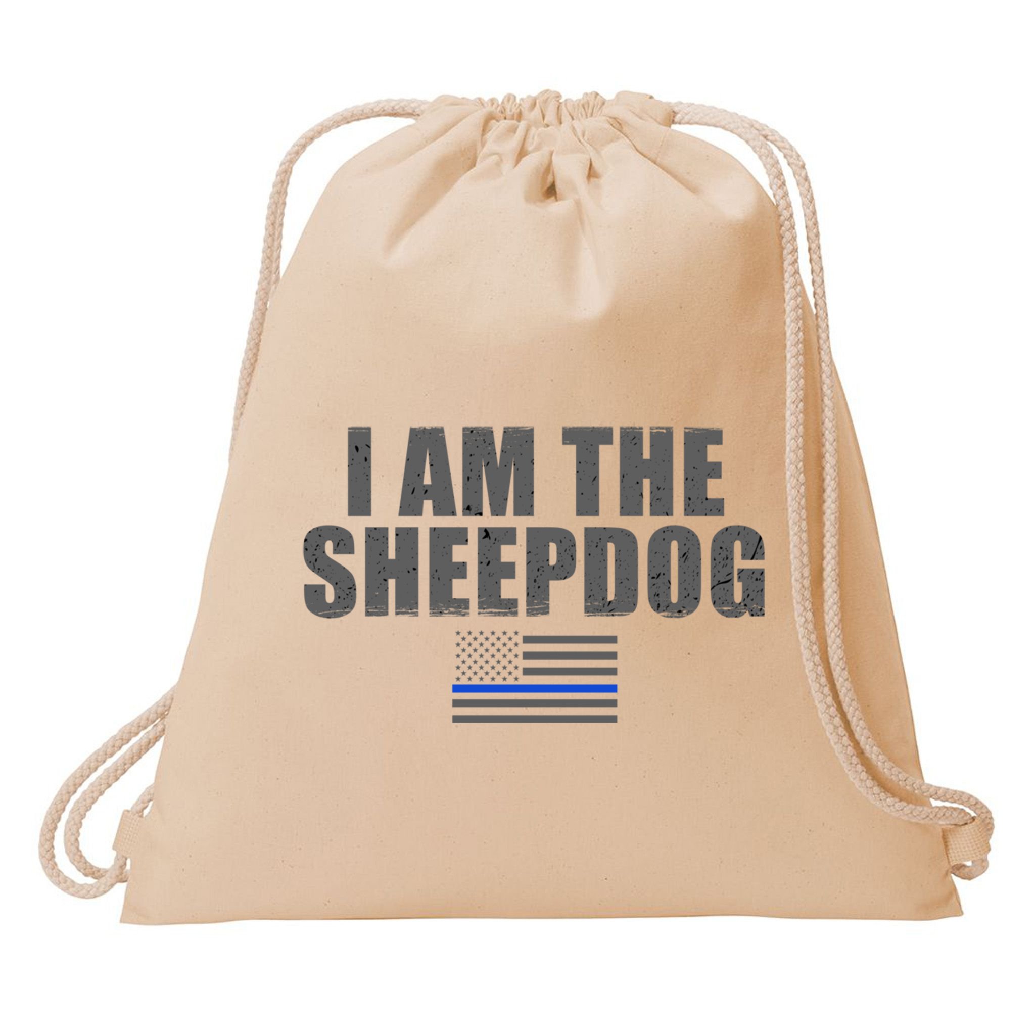 Police Officer Gift Thin Blue Line Gift I Am The Sheepdog Funny Gift Drawstring Bag