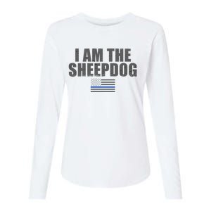 Police Officer Gift Thin Blue Line Gift I Am The Sheepdog Funny Gift Womens Cotton Relaxed Long Sleeve T-Shirt