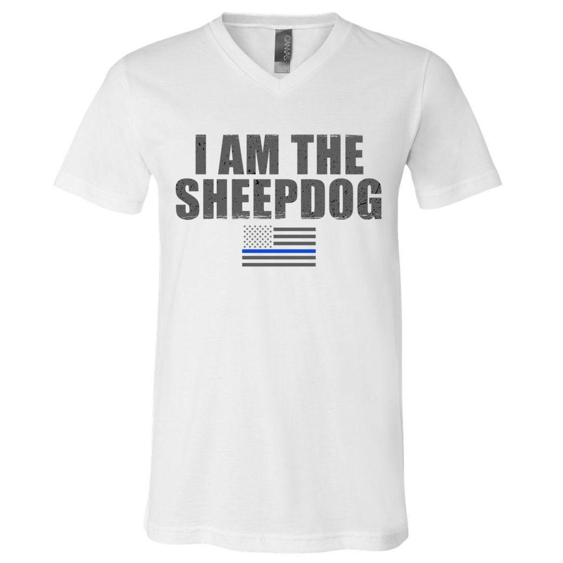 Police Officer Gift Thin Blue Line Gift I Am The Sheepdog Funny Gift V-Neck T-Shirt