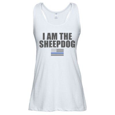 Police Officer Gift Thin Blue Line Gift I Am The Sheepdog Funny Gift Ladies Essential Flowy Tank