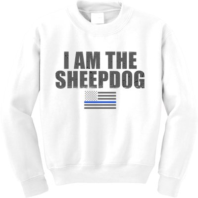 Police Officer Gift Thin Blue Line Gift I Am The Sheepdog Funny Gift Kids Sweatshirt