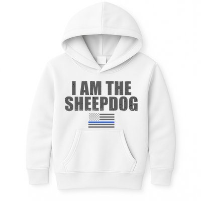 Police Officer Gift Thin Blue Line Gift I Am The Sheepdog Funny Gift Kids Hoodie