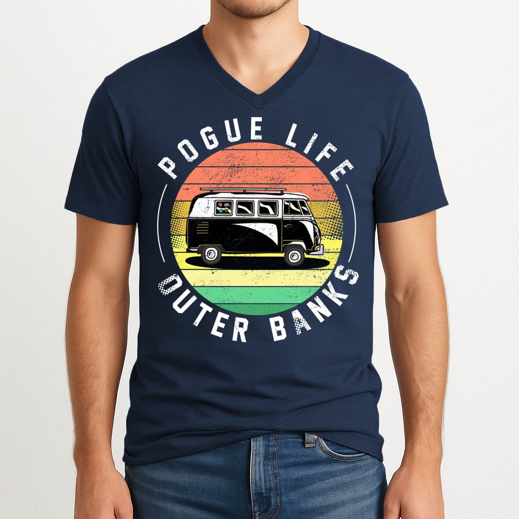 Pogue Life Retro Hippy Bus V-Neck T-Shirt