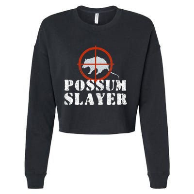 Possum Opossum Hunting Cropped Pullover Crew