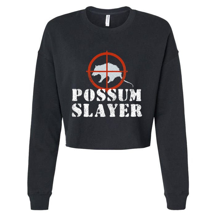 Possum Opossum Hunting Cropped Pullover Crew