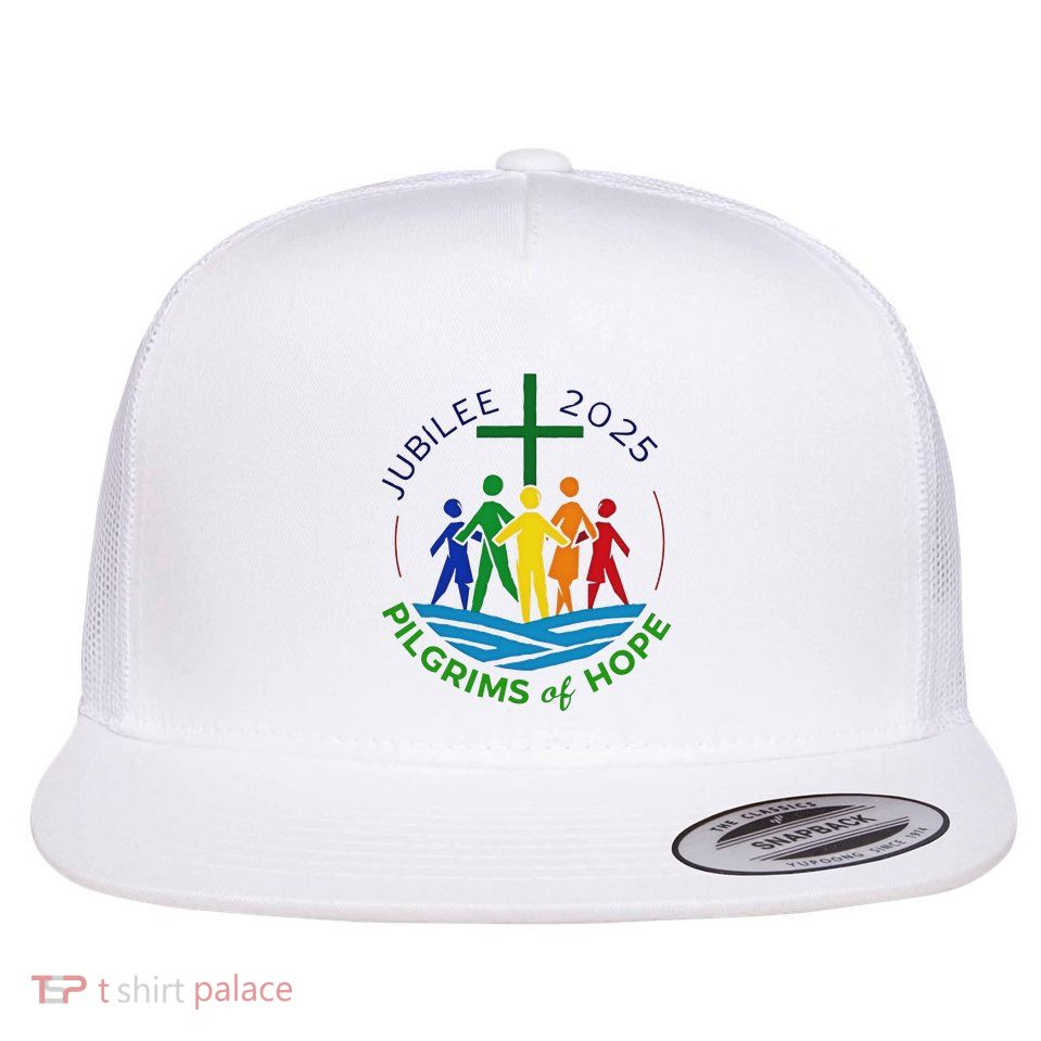 Pilgrims Of Hope Catholic Church Jubilee 2025 Flat Bill Trucker Hat