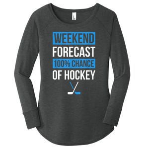 Player Or Hockey Fan Design Weekend Forecast Funny Hockey Gift Women's Perfect Tri Tunic Long Sleeve Shirt