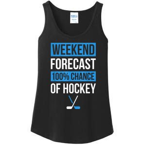 Player Or Hockey Fan Design Weekend Forecast Funny Hockey Gift Ladies Essential Tank