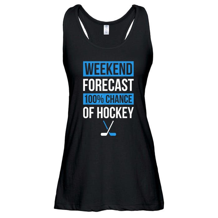 Player Or Hockey Fan Design Weekend Forecast Funny Hockey Gift Ladies Essential Flowy Tank