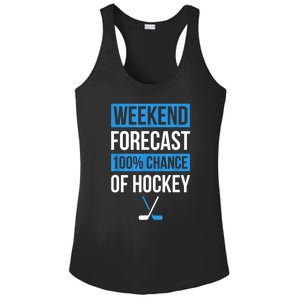 Player Or Hockey Fan Design Weekend Forecast Funny Hockey Gift Ladies PosiCharge Competitor Racerback Tank